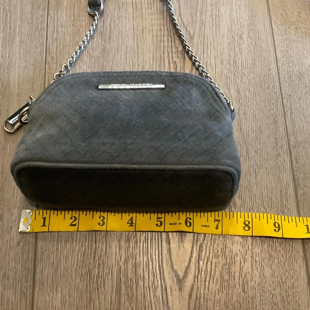 Steve Madden Crossbody Grey Diamond Pattern Velvet Feel